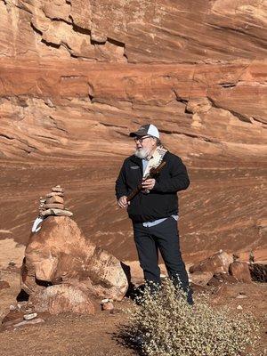 Tour guide Bob with his flute