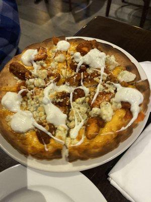 Buffalo chicken pizza with blue cheese, mmmmmm