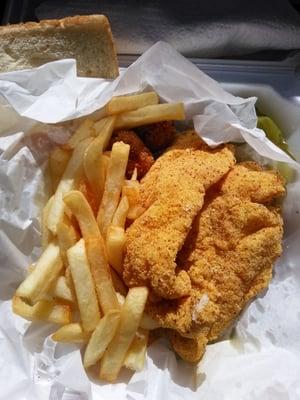 2 piece catfish basket lunch special $5 and change delicious