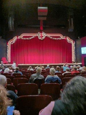 Stage decorated for the holidays