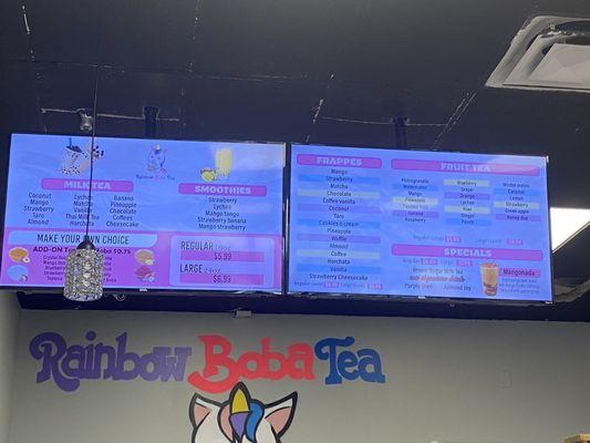 Menu screens