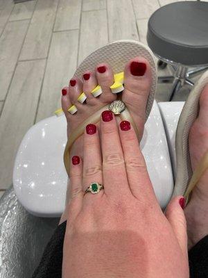 Lovely red manicure and pedicure