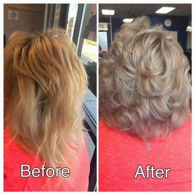 From yellow to now Awesome Ice Blonde, hair by Karen at SuperCuts Bonney Lake