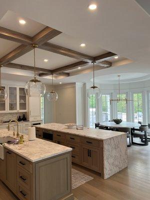 Built-ins, Book case  and mantles
Mantle and Bookcases with Corbels
Custom Coffered Ceiling in Foyer