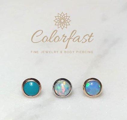 Some yellow gold, white gold, and rose gold opal bezel tops we have from Body Gems