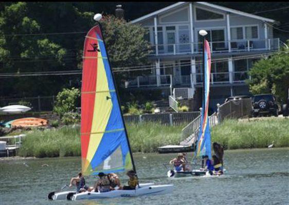 Just some of the sailboats. They have kyacks, paddle boards, and the cutest little paddle boats for the littles