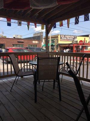 Great patio for people watching! Dog friendly too