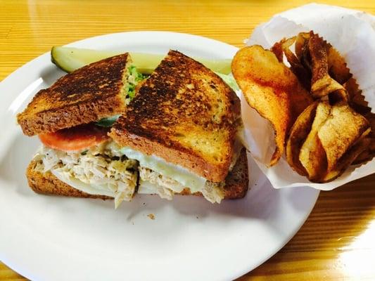 Tuna melt. Look at those homemade chips, yes they are just as delicious as they look.