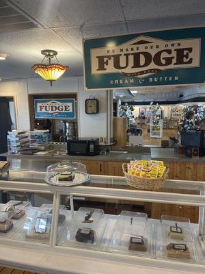 pastry area, variety of fudge.