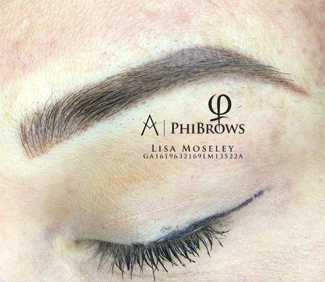 combination brows, microblading with machine shading.