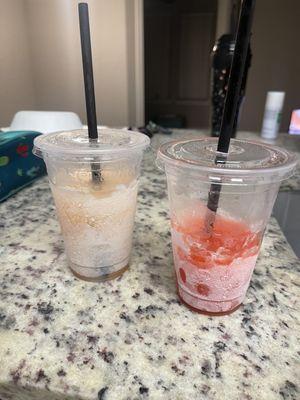 Margarita peach (left) Flavor of the month (right)