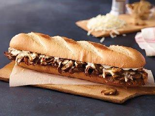 Steak & Cheese Sub - White, Cheese, Mushrooms, Mayo and Steak.