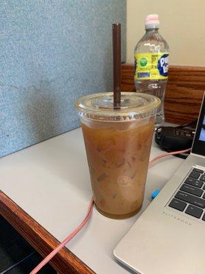 Large (20 oz) iced white chocolate americano, no cream