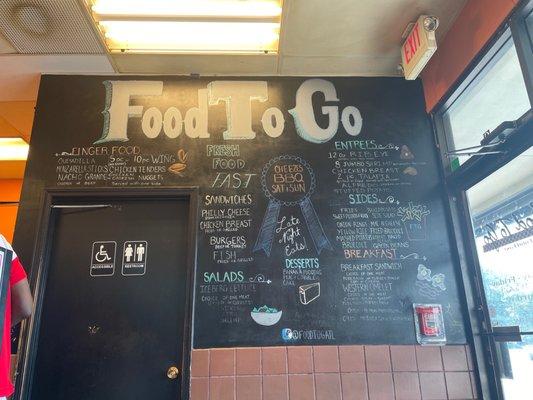 Menu on wall