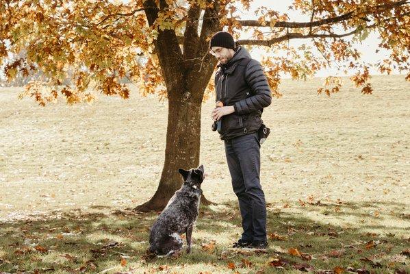 My dog Lucy and I at the park for a photo shoot