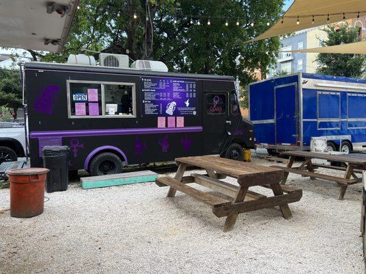 Food truck from inside the food truck park