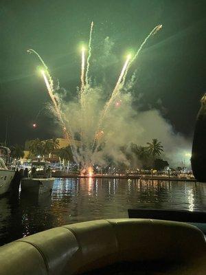 Fireworks in downtown Fort Lauderdale from the boat