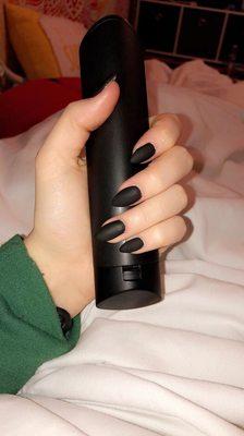 Matte black nails done by Angie