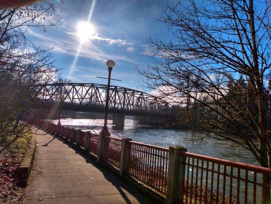 Great view along the river, near the outdoor dining area