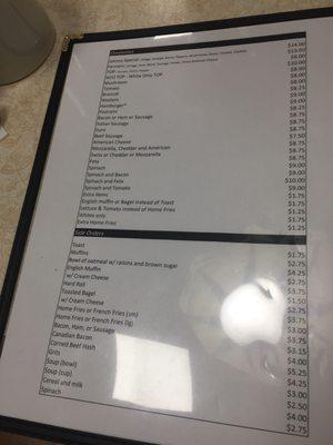 Restaurant menu