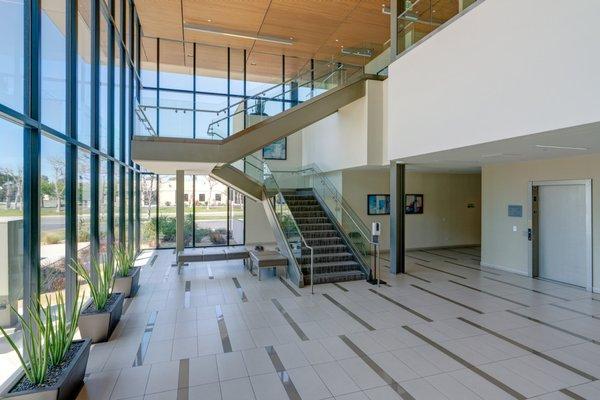 The lobby of the Cortica Irvine building.