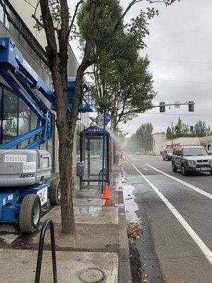 Power Washing the outside one of our customers large building.