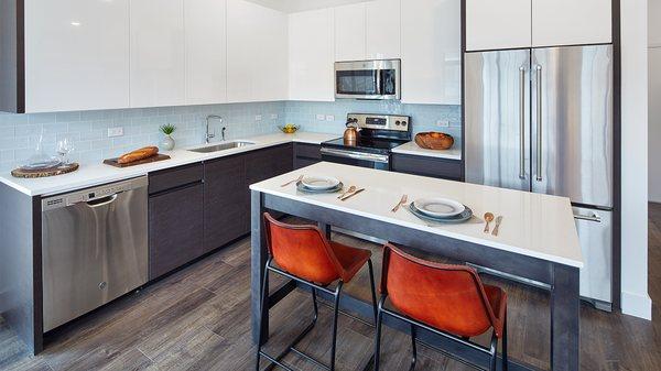 Kitchen with stainless steel appliances