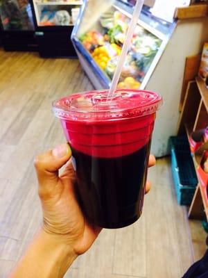 Just beets & ginger. You gotta really love beets to order this (good thing I do, it's delectable).