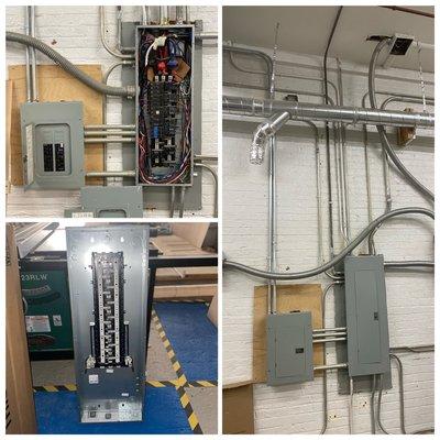 Commercial 208 Volts, 40 Amps, 3 Phase Electrical Circuit panel installation.