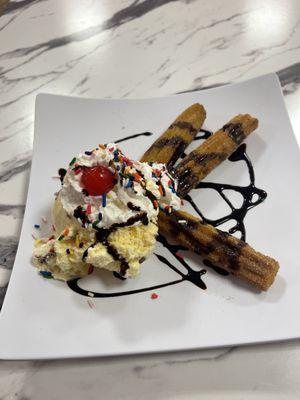 Churros with ice cream