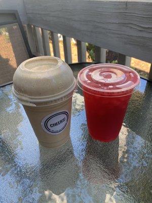 caramel corn shake (don't knock it till ya try it!!) and a fruit punch tea