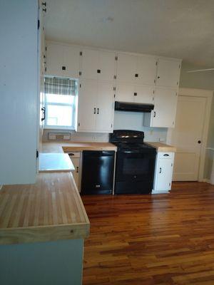 Made custom kitchen counter tops out of  old bowling alley lanes from a torn down bowling alley.