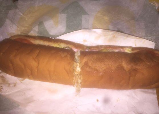 Footlong turkey with lettuce tomato