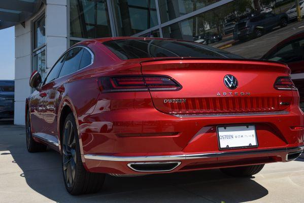 The VW Arteon in red is a showstopper. Visit us at O'Steen VW in Jacksonville.