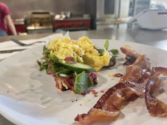 Avocado Toast with a side of bacon