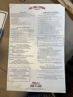 Food menu