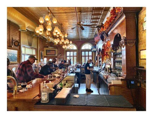 Clementine's (Phoenix St/Center St) South Haven MI . DTown Historic Old Bank Building. Bar Sandwiches Burgers Pastas Seafood etc. Cool.