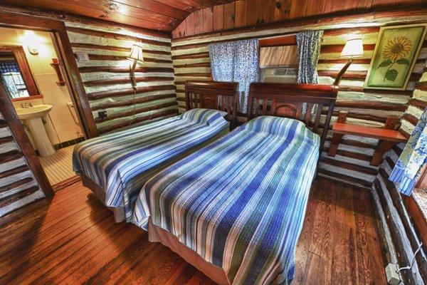 Cabin 7 - Lazy Dazy with two twin beds, microwave, small refrigerator and coffee maker.  Air conditioned and heated.