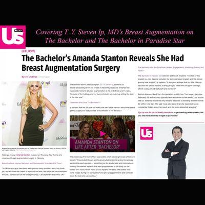 US Weekly covers T. Y. Steven Ip, MD, Celebrity Newport Beach Plastic Surgeon - Breast Augmentation on The Bachelor Star