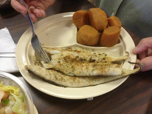 Broiled sea mullet. Quite well done. My inner snob was well satisfied.