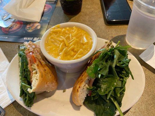 Caprese panini with mac & cheese