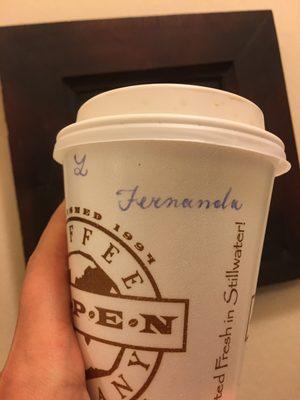 Medium latte with my name on it