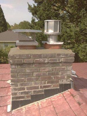 Tuck pointing done and chimney cap placed with new flue. Work done by Oregon Chimney Repair and Cleaning, Inc.