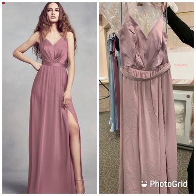 Comparison of online dress and dress that came in.