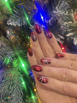 Chrome with bio gel manicure. 
Merry Christmas and happy holidays.