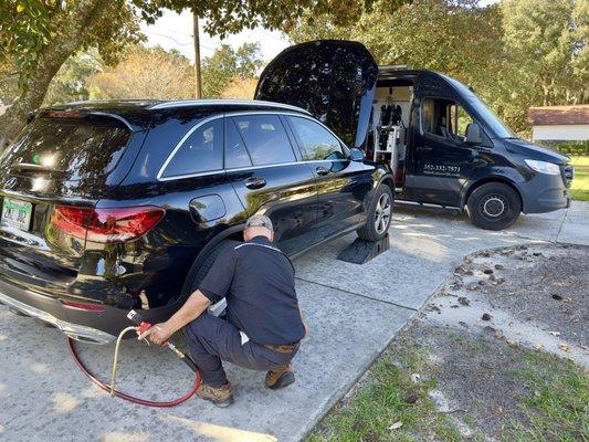 John servicing my vehicle