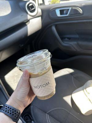 Iced honey oat milk latte