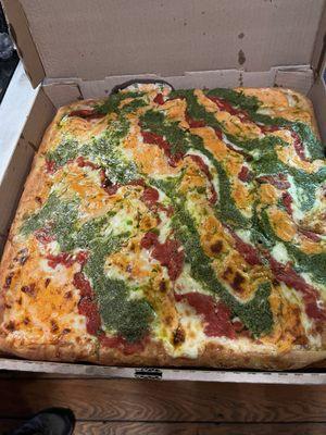 Tricolor Sicilian pizza