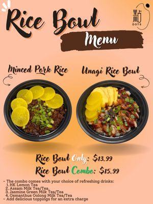 New Rice Bowl Menu!