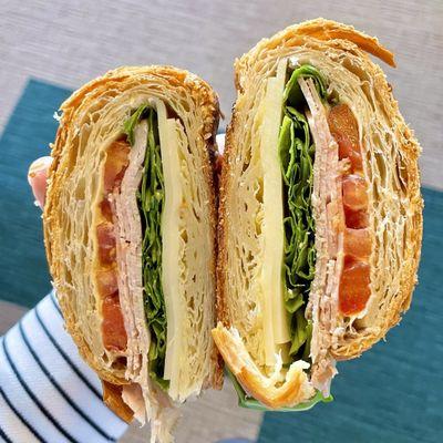 New savory menu item - croissant sandwich - inside view! So big it barely fit in my hand, get it!